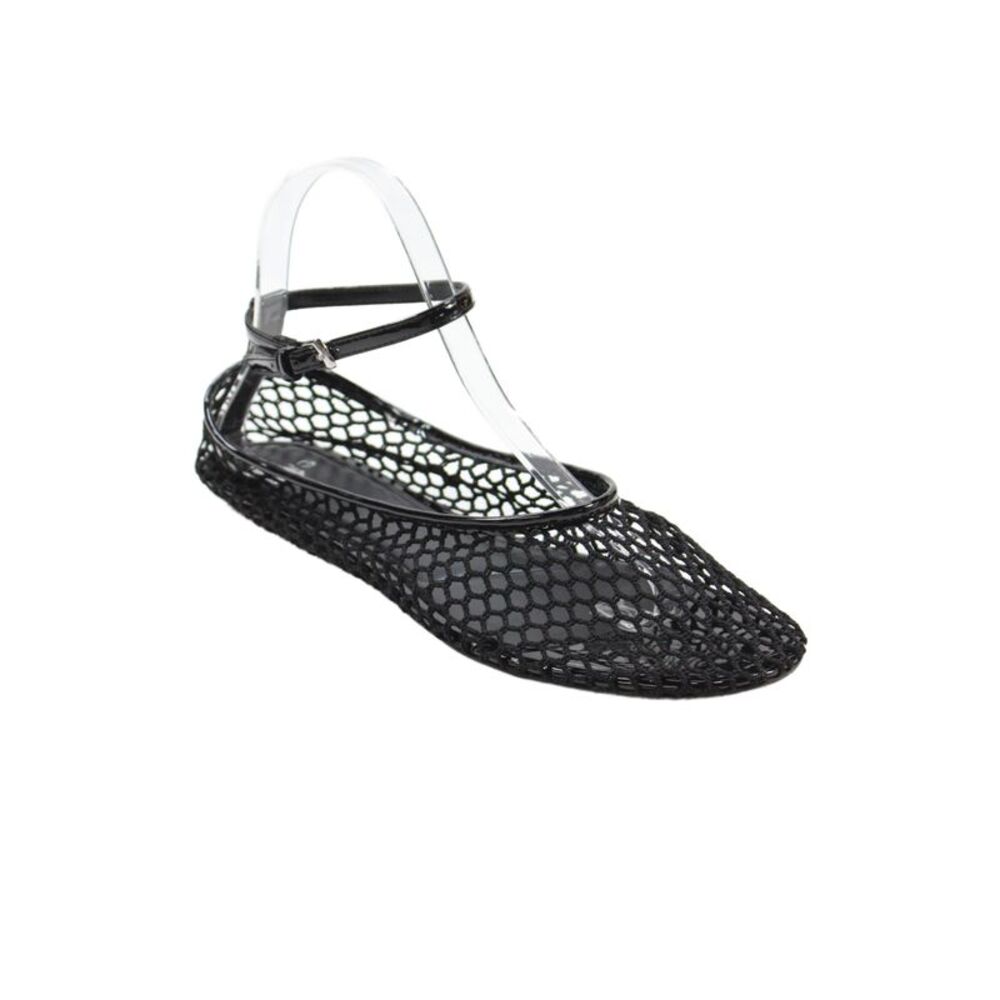 MNG Womens Mesh Ankle Strap Flat Shoes Black Size 10
